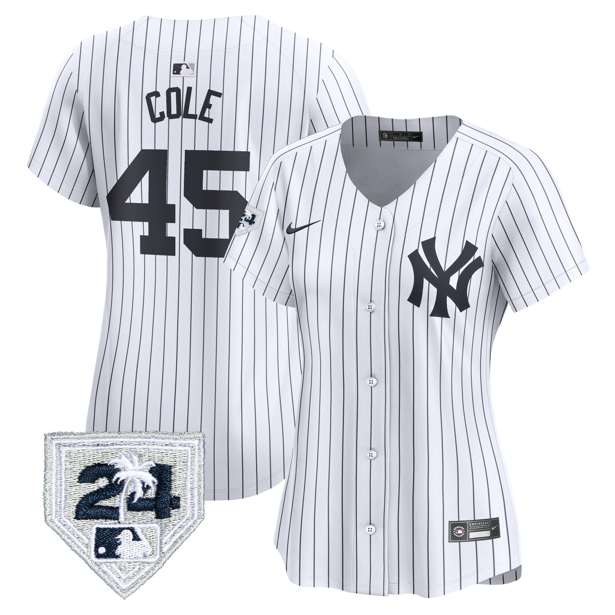 Gerrit Cole Women's New York Yankees 2024 Spring Training Patch Vapor Premier Limited White Jersey - All Stitched