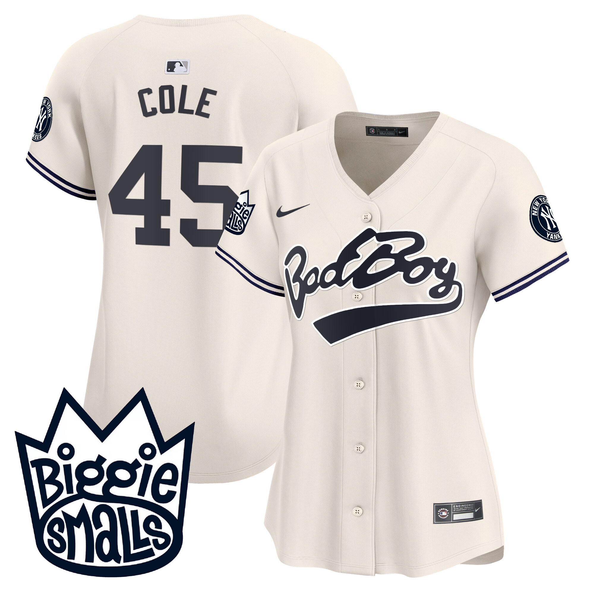 Gerrit Cole Women's New York Yankees Biggie Smalls Vapor Premier Limited Cream Jersey - All Stitched
