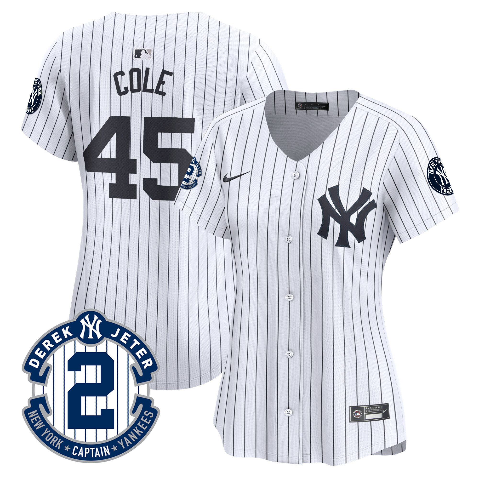 Gerrit Cole Women's New York Yankees Derek Jeter Patch Vapor Premier Limited White Jersey - All Stitched