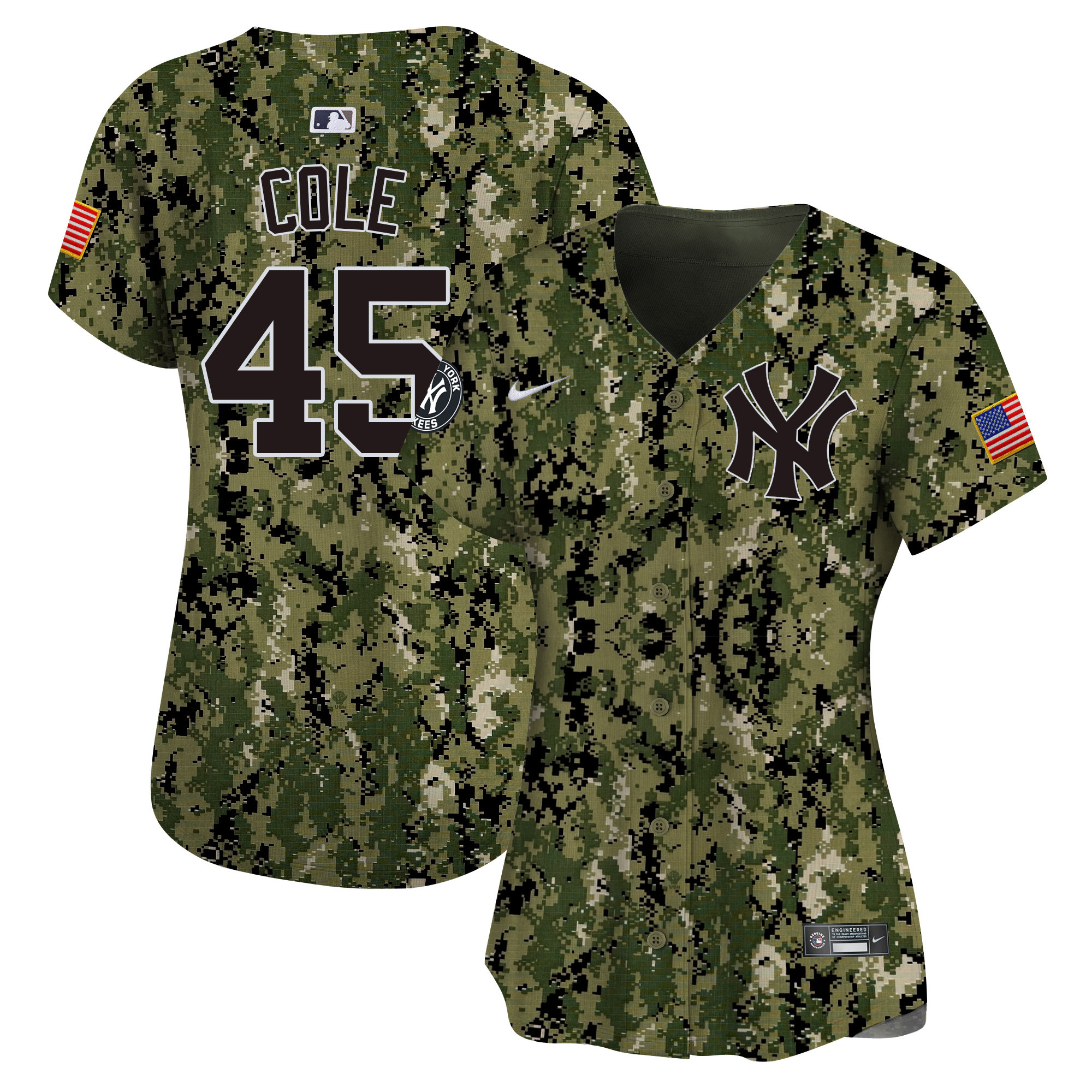 Gerrit Cole Women's New York Yankees USMC Alternate Vapor Premier Limited Woodland Jersey - All Stitched