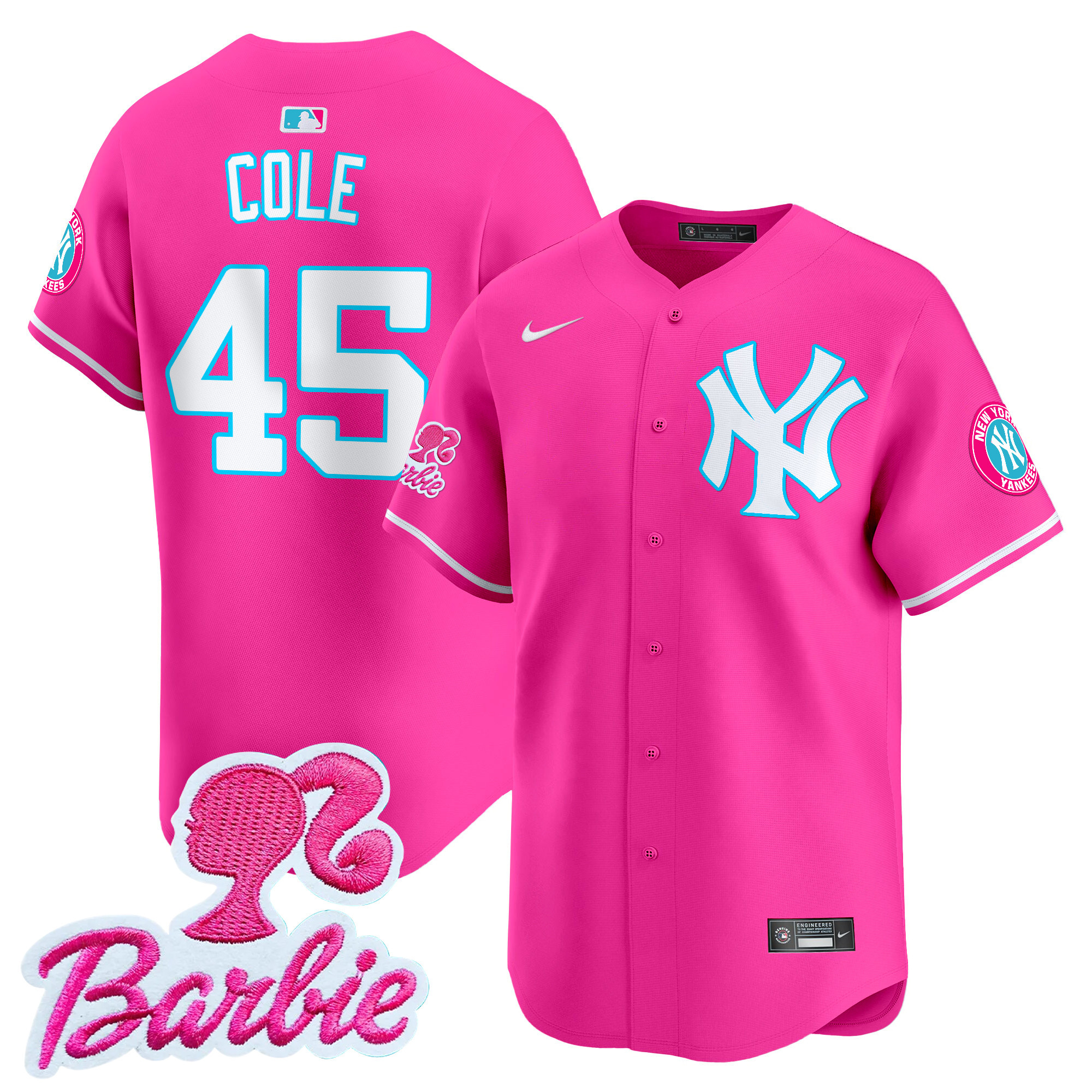 Gerrit ColeUnisex New York Yankees Barbie Patch Vapor Premier Limited Pink Jersey - All Stitched