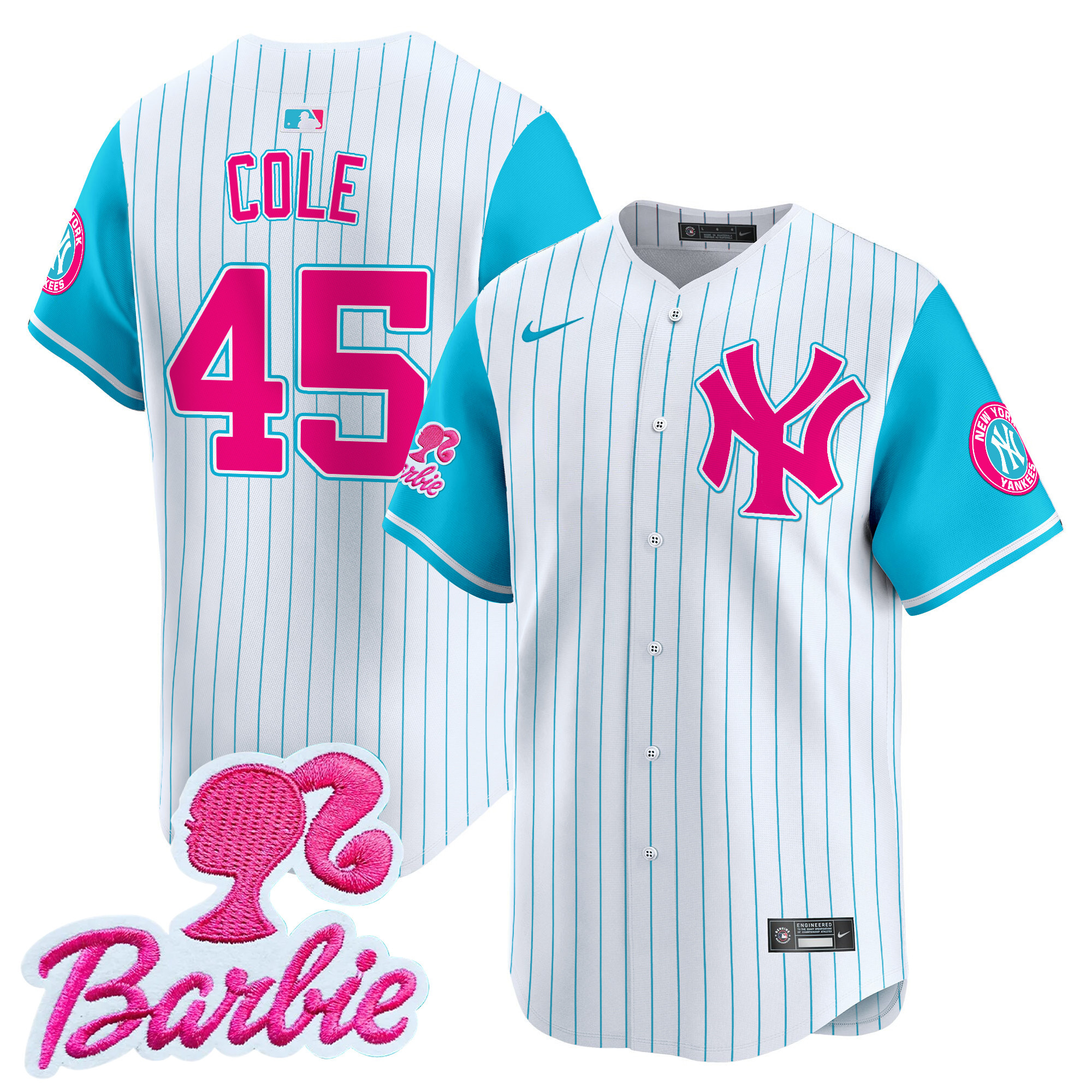Gerrit ColeUnisex New York Yankees Barbie Patch Vapor Premier Limited Pinstripe Jersey - All Stitched