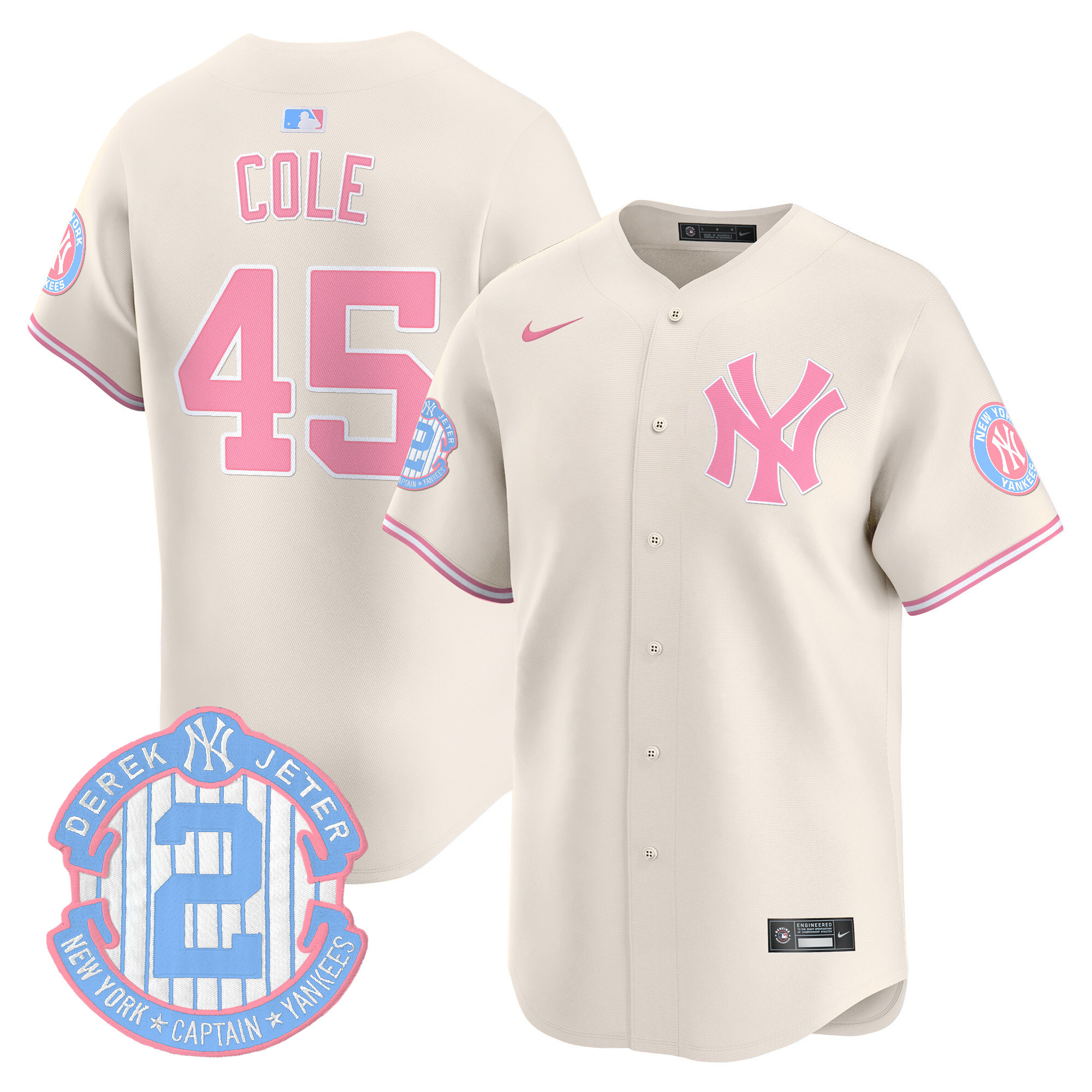 Gerrit ColeUnisex New York Yankees Bubblegum Pink Vapor Premier Limited Cream Jersey - All Stitched