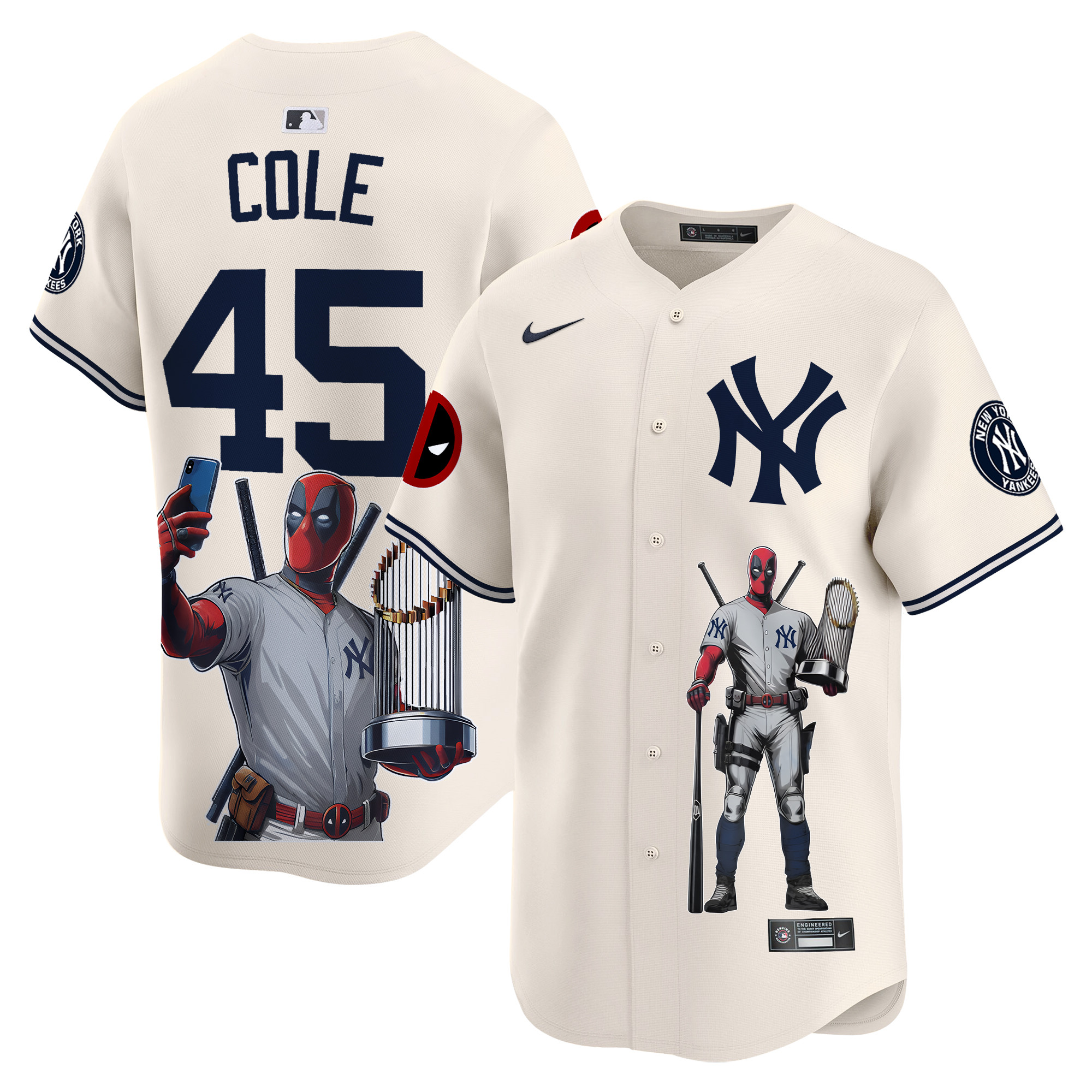Gerrit ColeUnisex New York Yankees Deadpool Premier Limited Cream Jersey - Printed