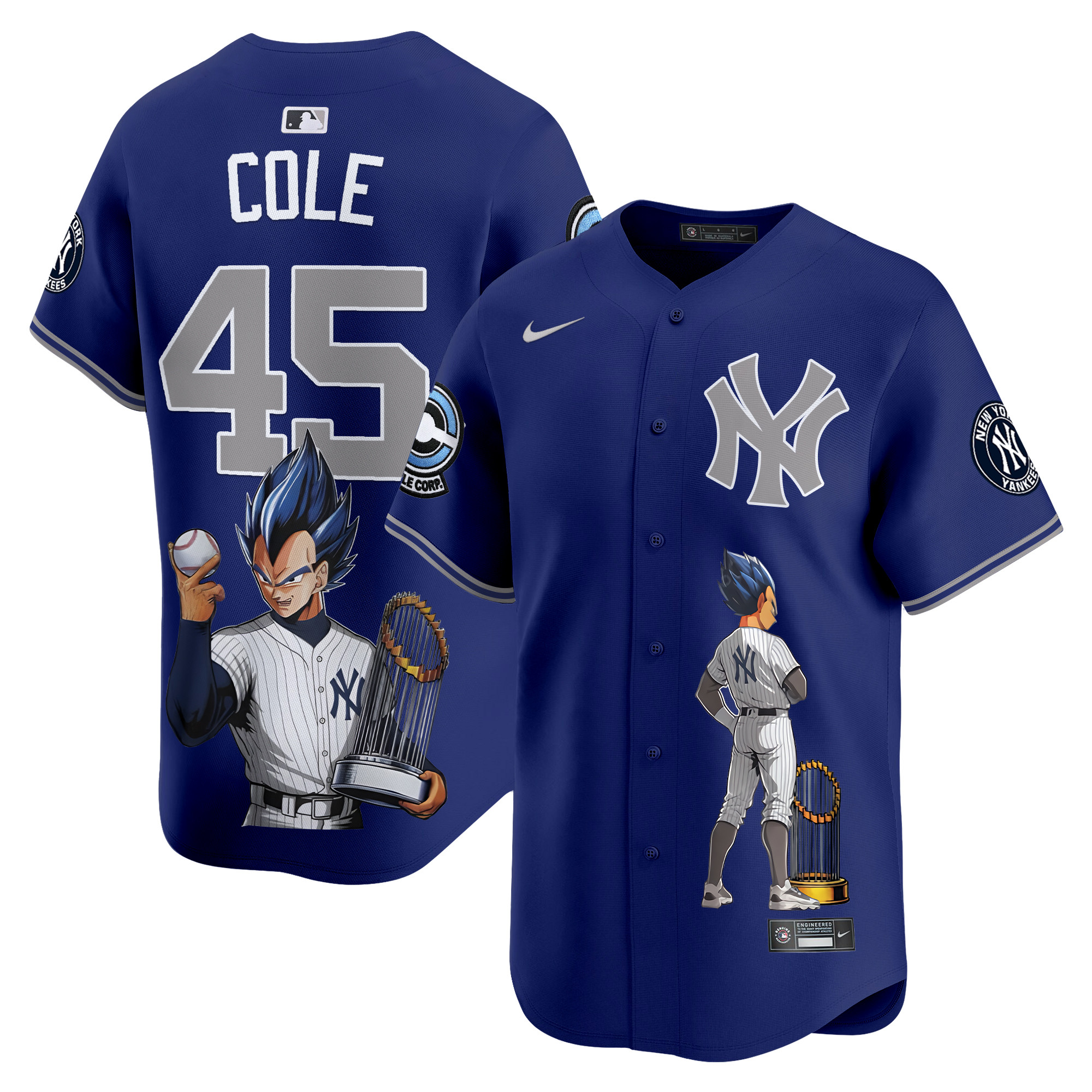 Gerrit ColeUnisex New York Yankees Vegeta Dragon Ball Vapor Premier Limited Royal Jersey - Printed