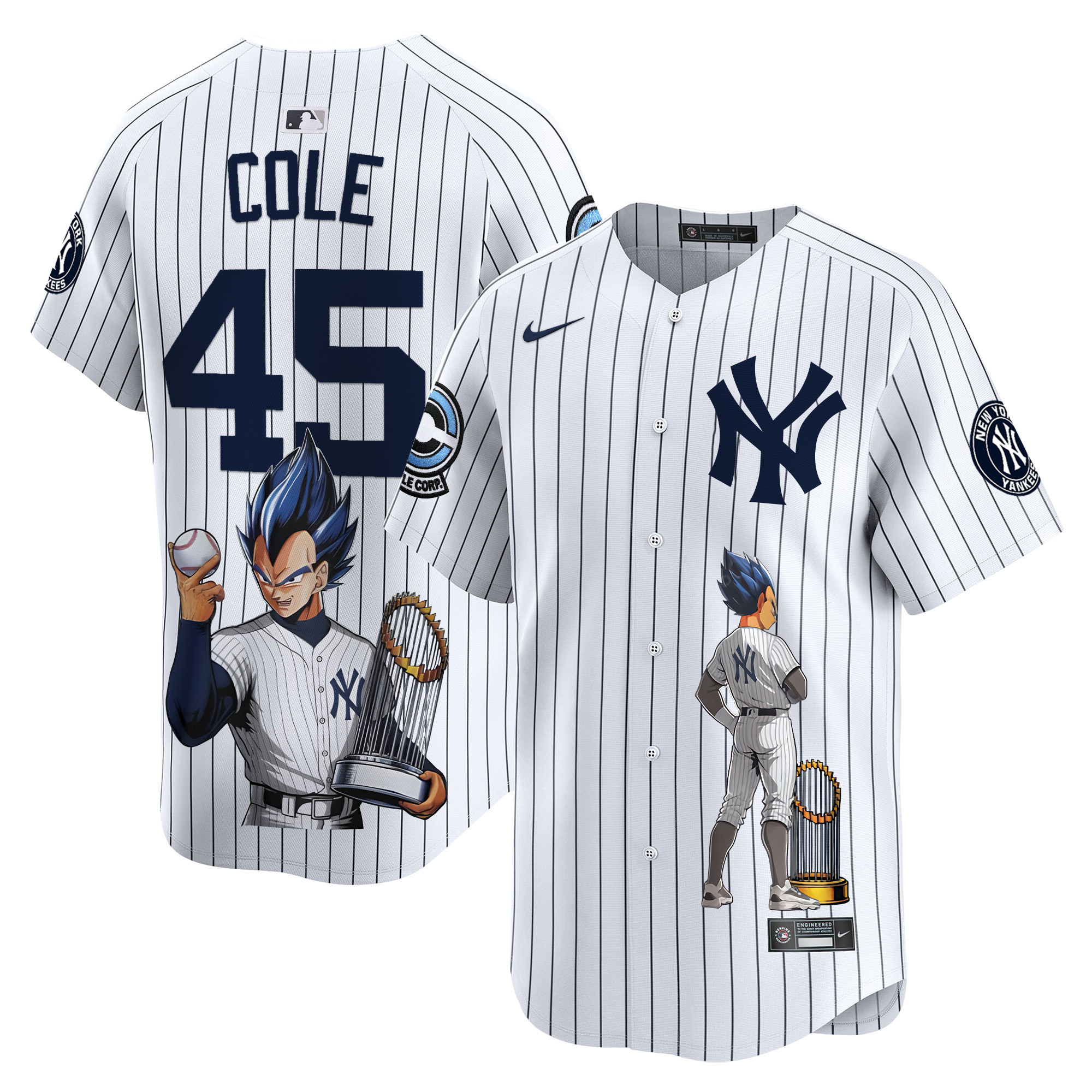 Gerrit ColeUnisex New York Yankees Vegeta Dragon Ball Vapor Premier Limited White Jersey - Printed