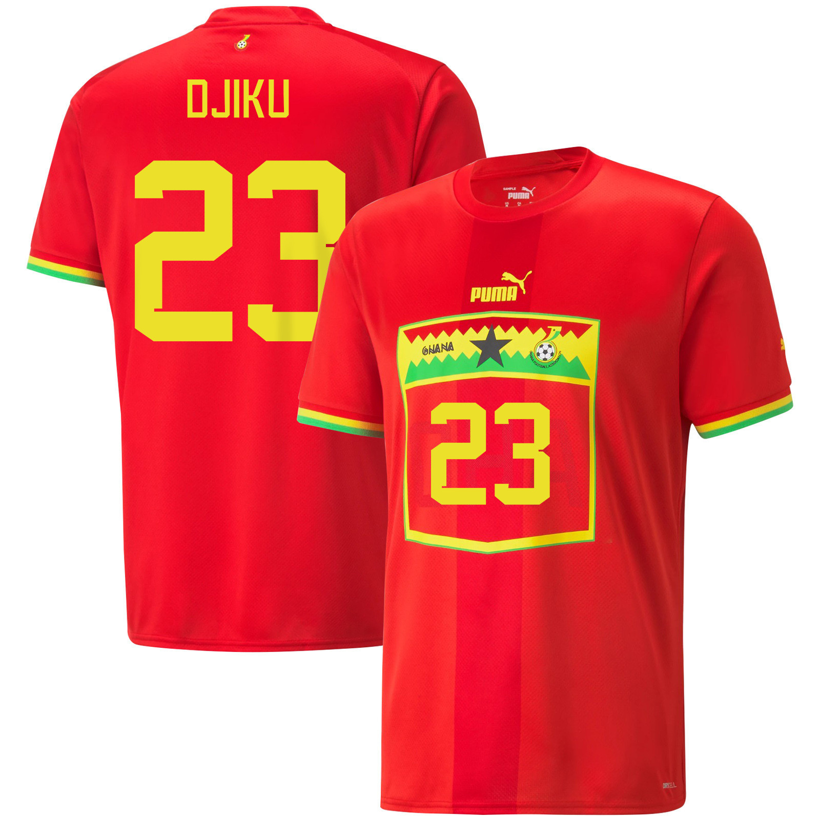 Ghana National Team 2022-23 Alexander Djiku 23 Qatar World Cup Away Men Soccer Jersey – Red