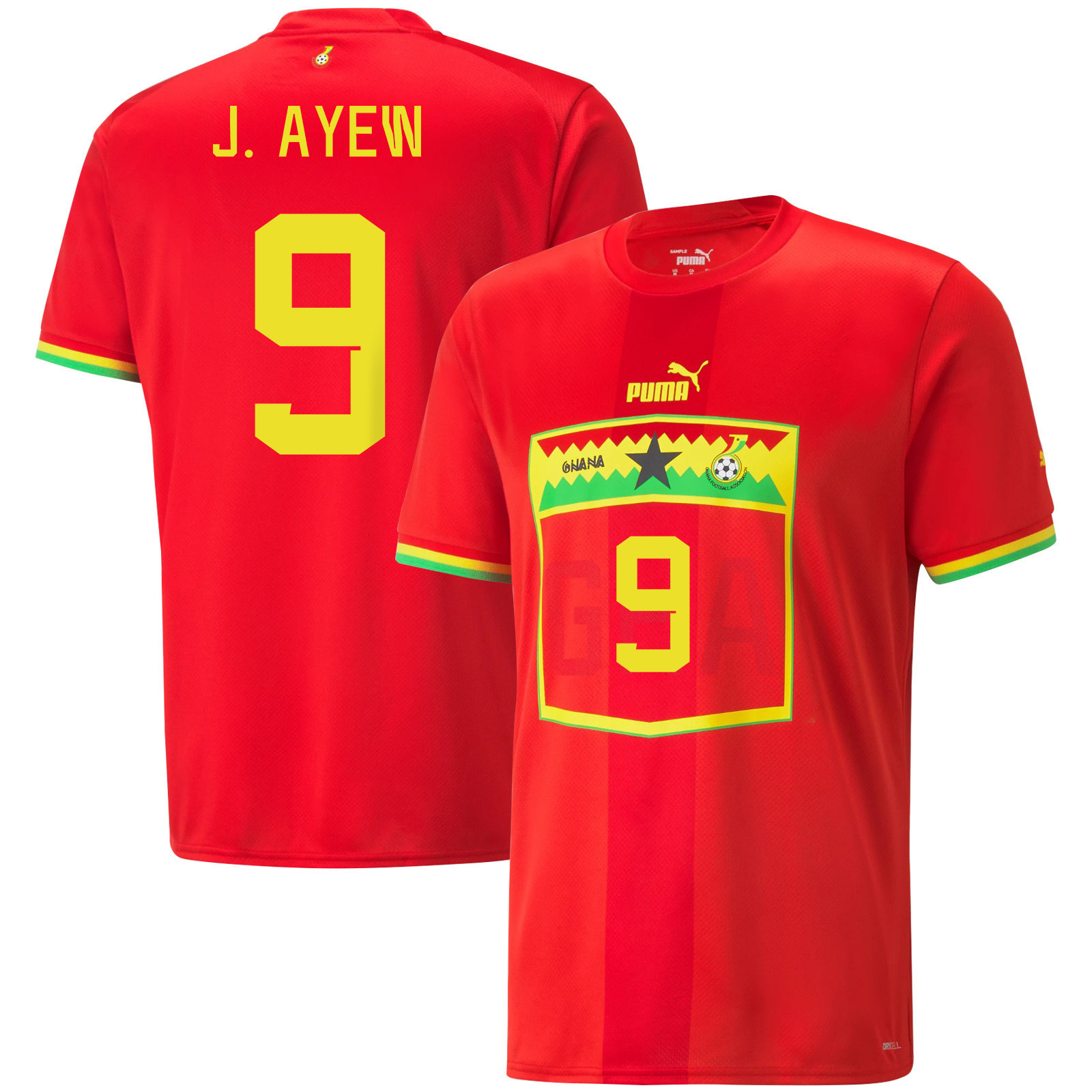 Ghana National Team 2022-23 Jordan Ayew 9 Qatar World Cup Away Men Soccer Jersey – Red
