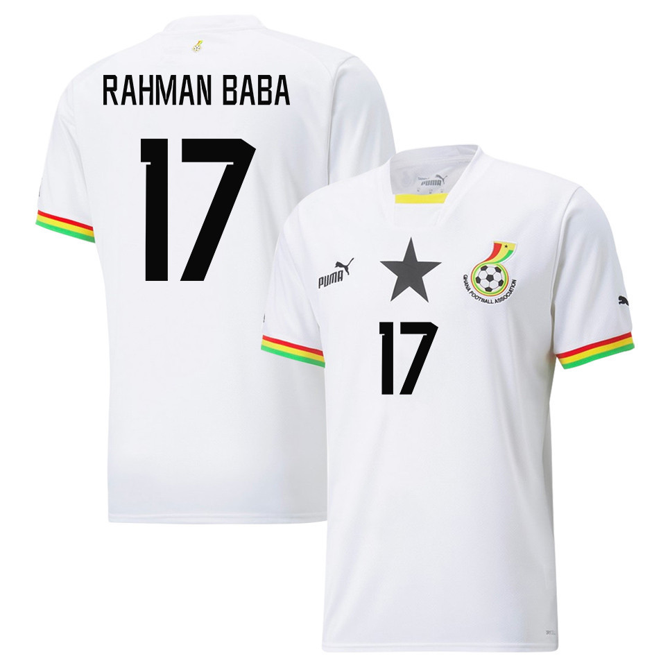 Ghana National Team 2022-23 Qatar World Cup Abdul Rahman Baba 17 Home Men Soccer Jersey – White