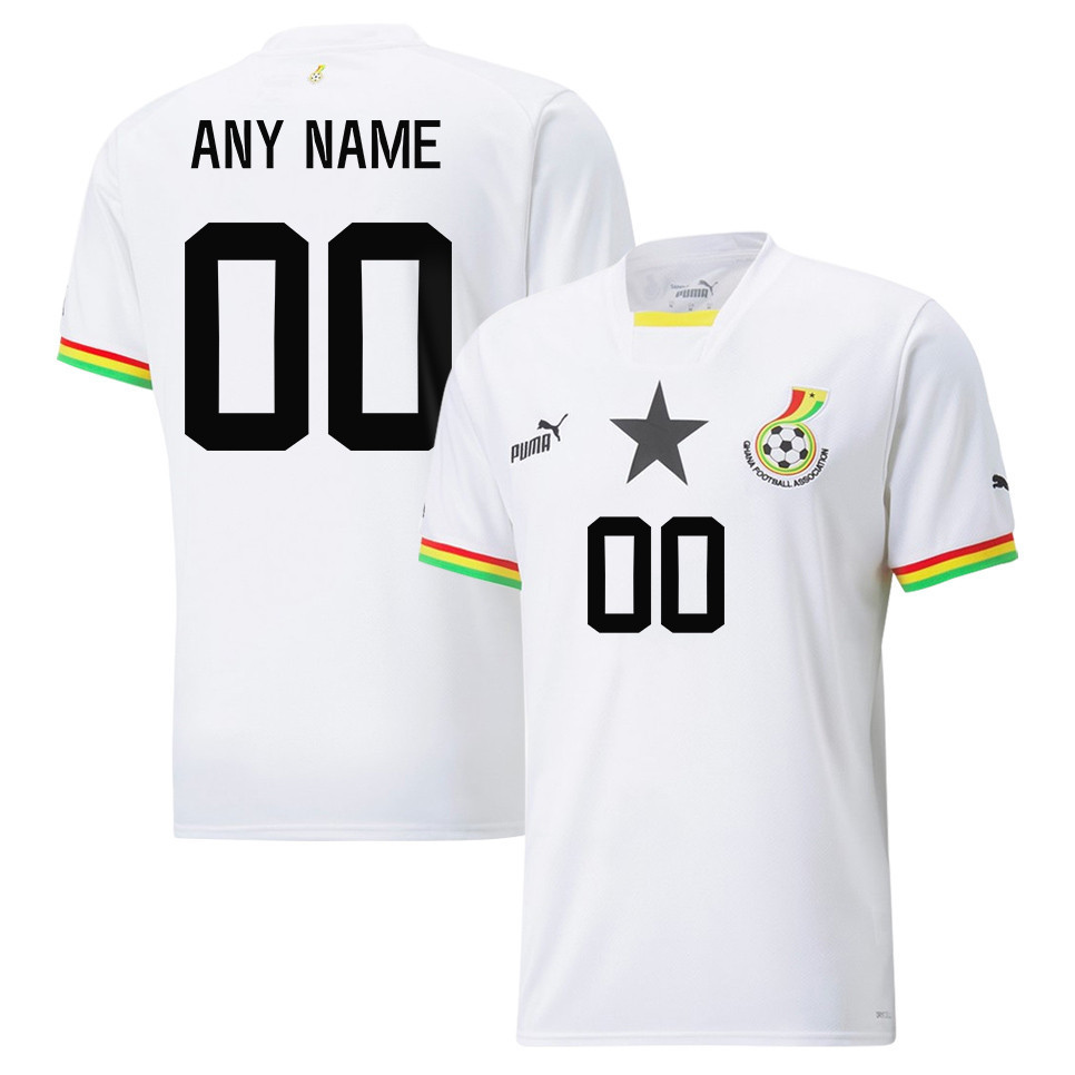 Ghana National Team 2022-23 Qatar World Cup Custom 00 Home Men Soccer Jersey – White
