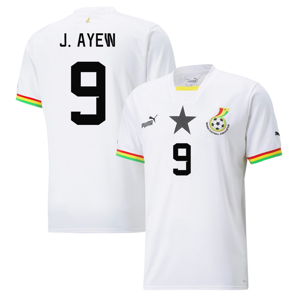 Ghana National Team 2022-23 Qatar World Cup Jordan Ayew 9 Home Men Soccer Jersey – White