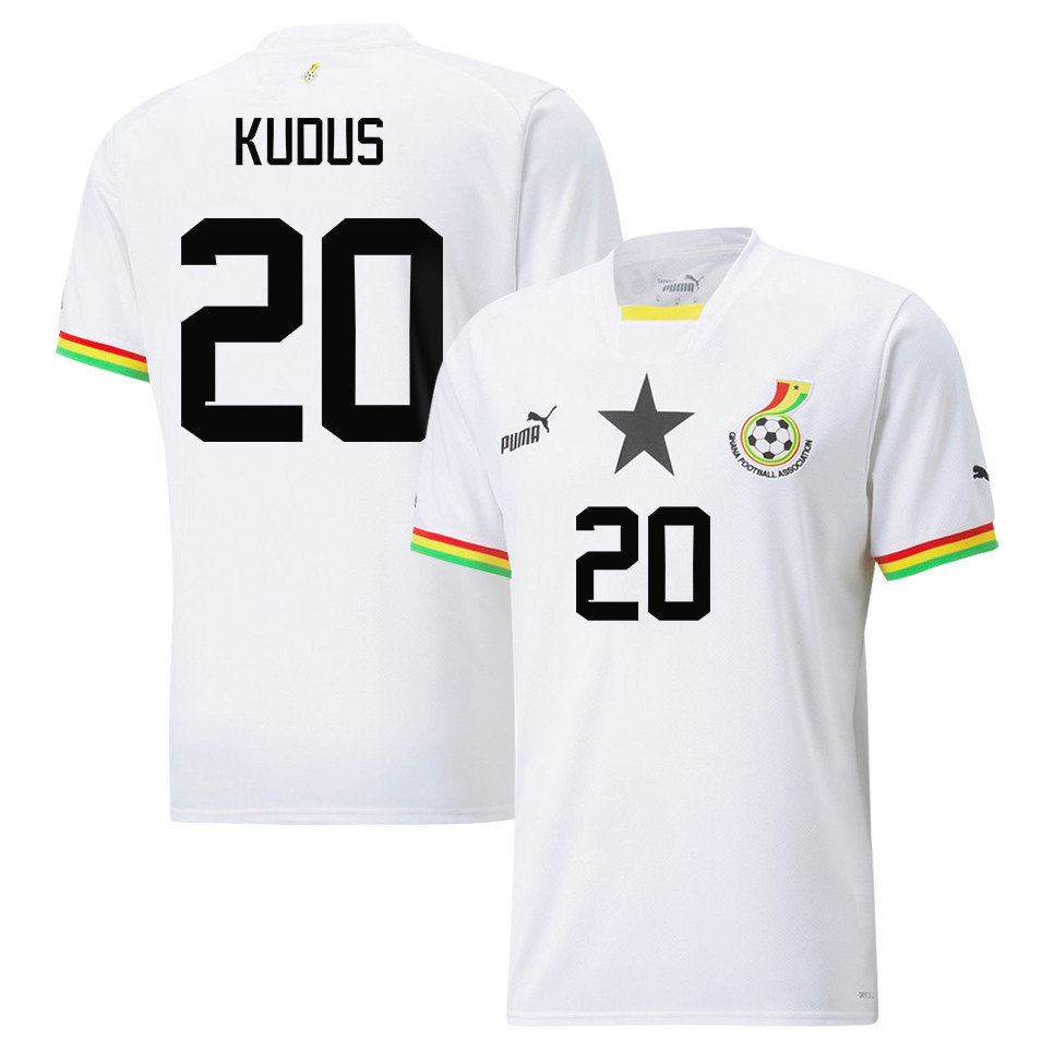 Ghana National Team 2022-23 Qatar World Cup Mohammed Kudus 20 Home Men Soccer Jersey – White