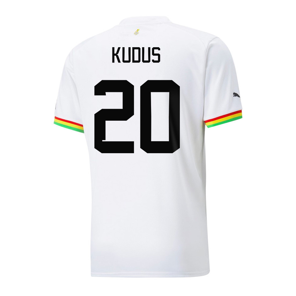 Ghana National Team 2022-23 Qatar World Cup Mohammed Kudus 20 Home Men Soccer Jersey – White