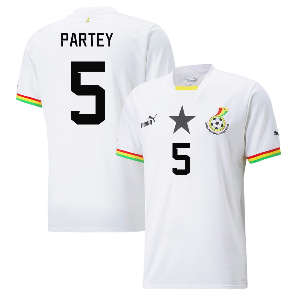 Ghana National Team 2022-23 Qatar World Cup Thomas Partey 5 Home Men Soccer Jersey – White
