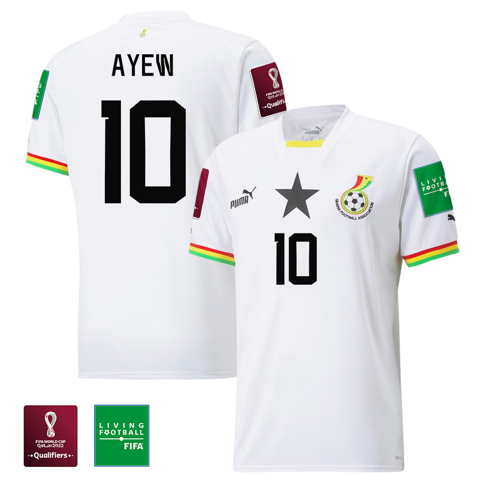 Ghana National Team FIFA World Cup Qatar 2022 Patch André Ayew 10 – Home  Soccer Jersey, White