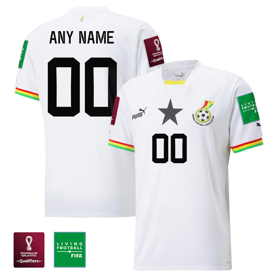 Ghana National Team FIFA World Cup Qatar 2022 Patch Custom 00 – Home  Soccer Jersey, White