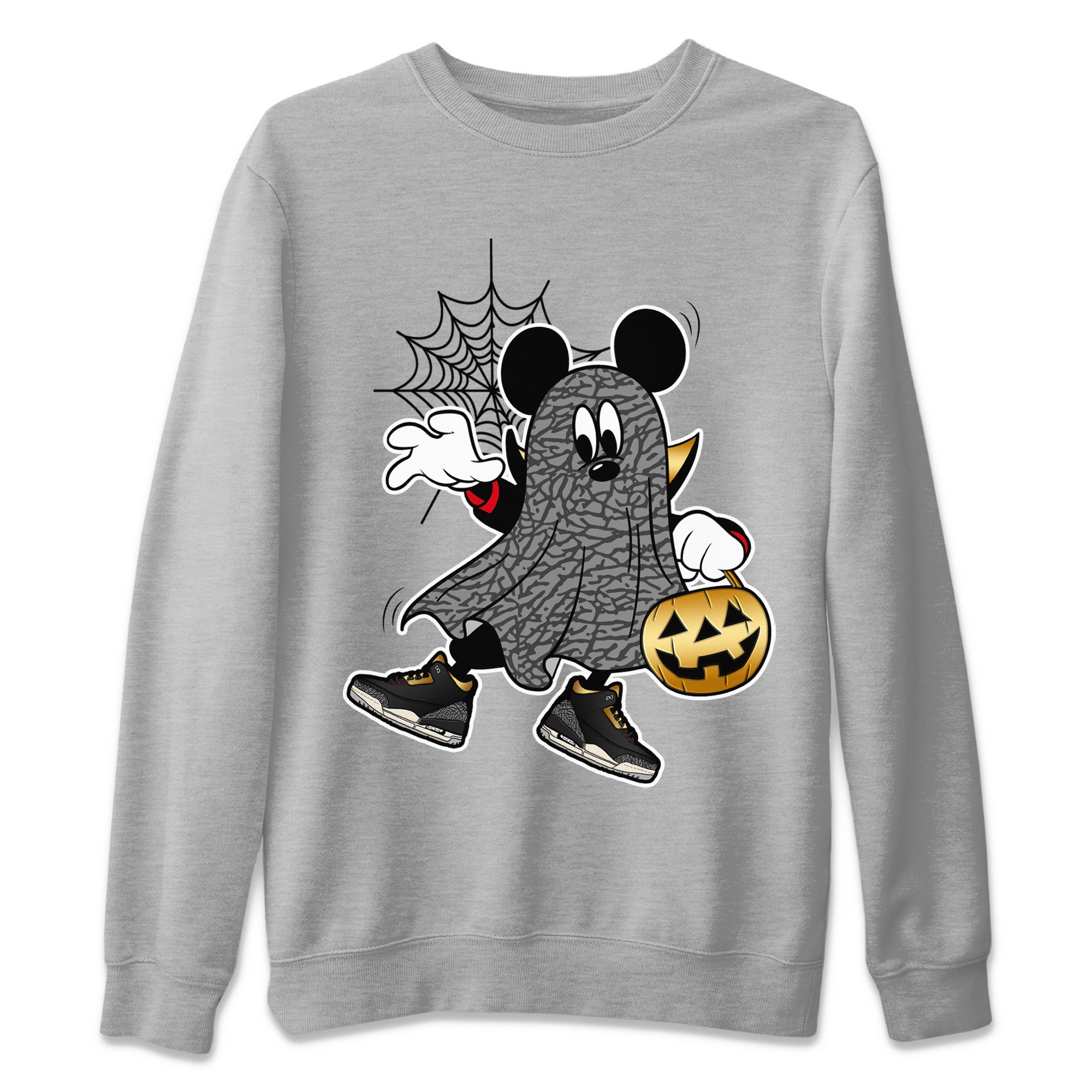 Ghost Mouse Unisex Sweater – Air Jordan 3 Black Gold, Sneakers Matching Sweater