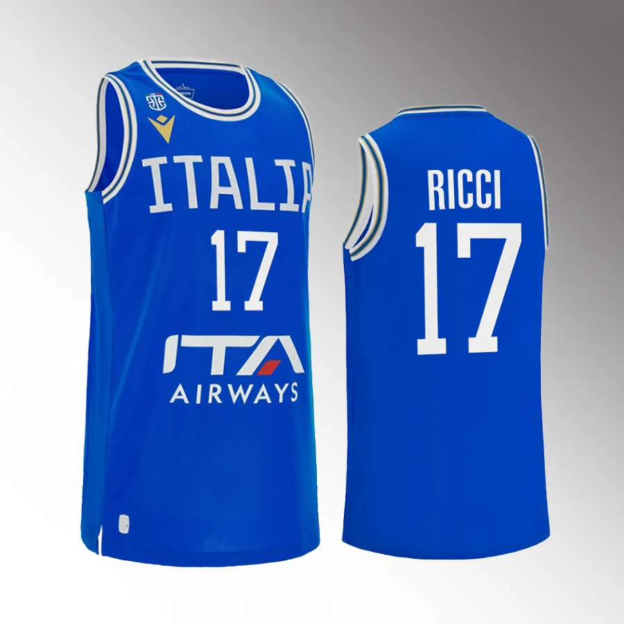 Giampaolo Ricci Italy 2023 FIBA World Cup Blue Jersey Home #17