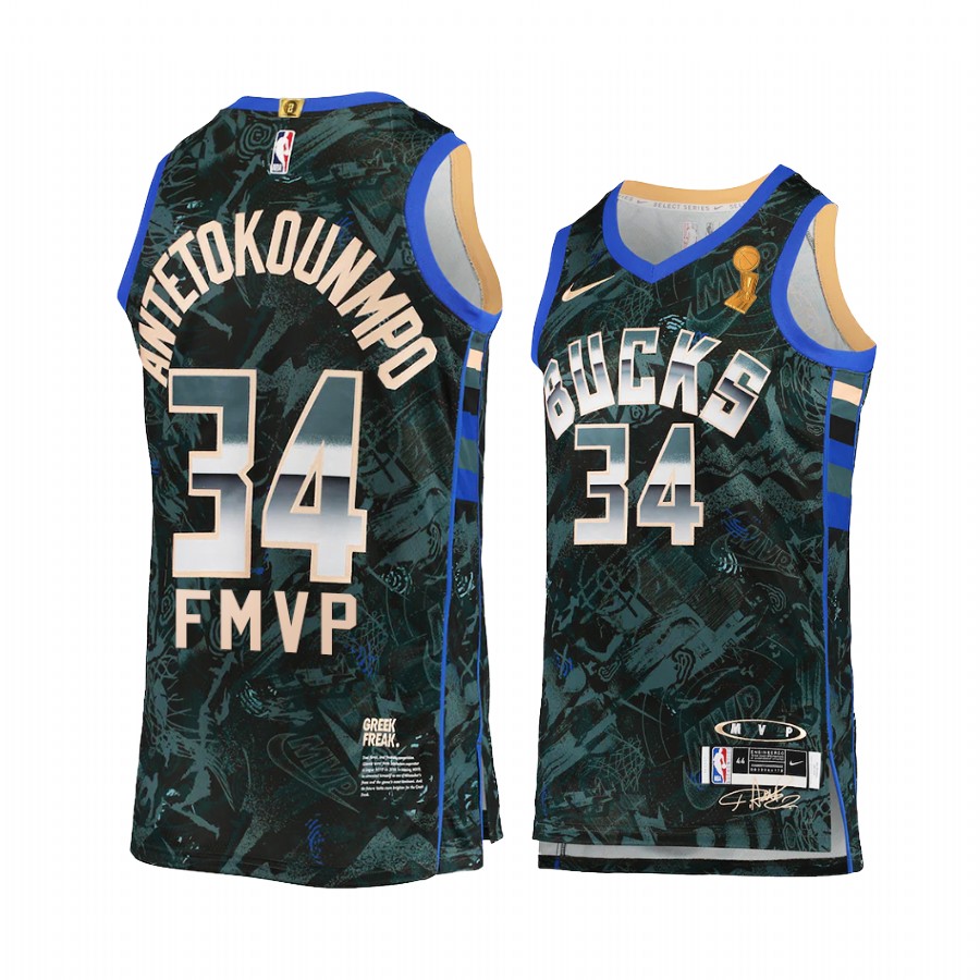 Giannis Antetokounmpo Milwaukee Bucks 2021 FMVP Green Jersey Select Series