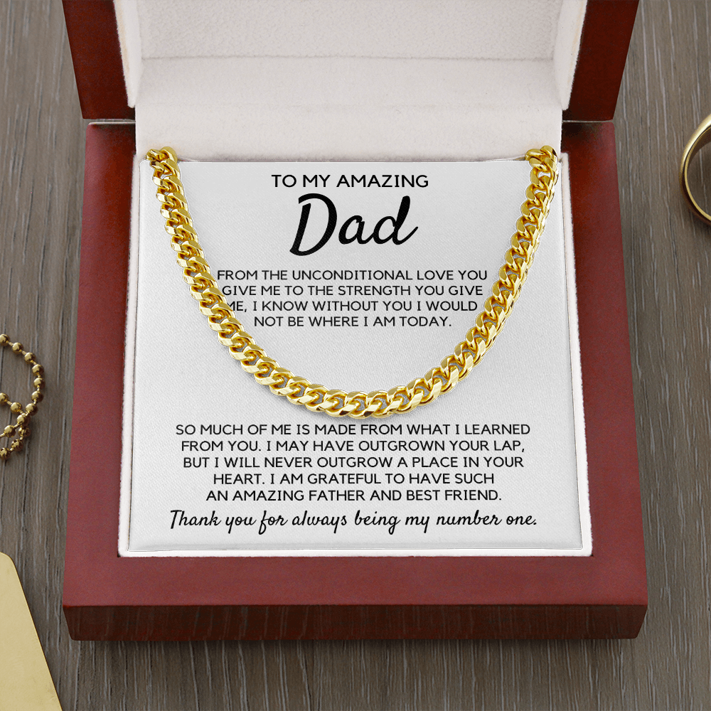 Gift for Dad, Dad Necklace – Amazing Father And Best Friend, Father’s Day Gift, Birthday Gift, Necklace for Dad, Cuban Link Chain Necklace