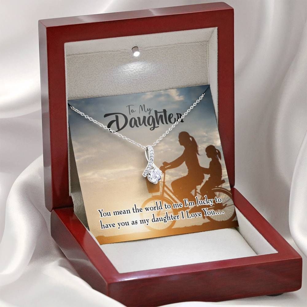 Gift For Daughter  You Mean The World To Mom Alluring Beauty Necklace