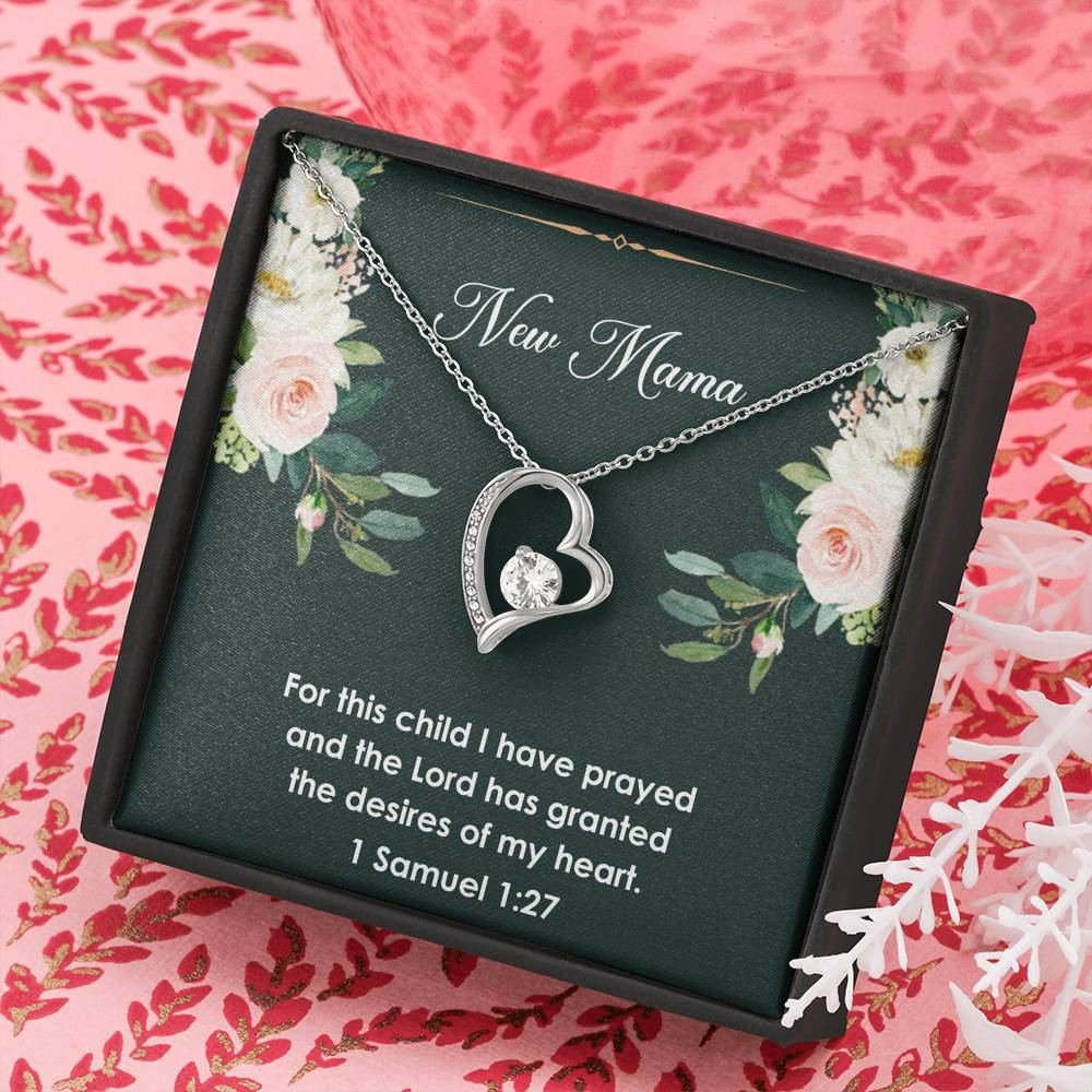 Gift for Expecting Mom, 1 Samuel 1 27, Mom to Be Forever Love Heart Necklace For Women, Pregnancy Gift For New Mother