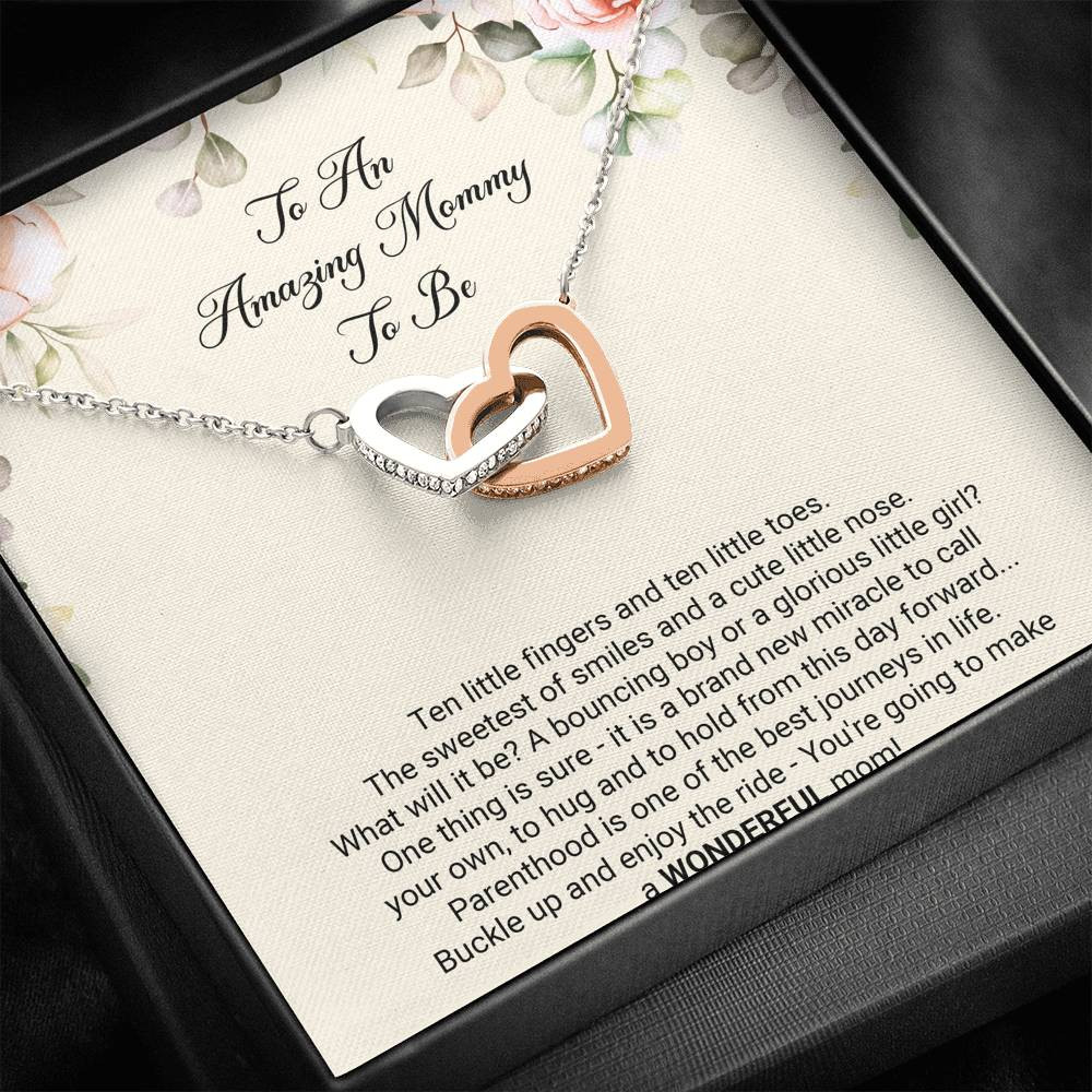 Gift for Expecting Mom, Brand New Miracle, Mom to Be Interlocking Heart Necklace For Women, Pregnancy Gift For New Mother