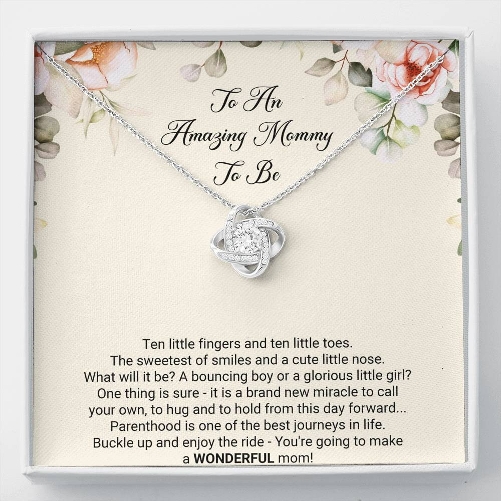 Gift for Expecting Mom, Brand New Miracle, Mom to Be Love Knot Necklace For Women, Pregnancy Gift For New Mother