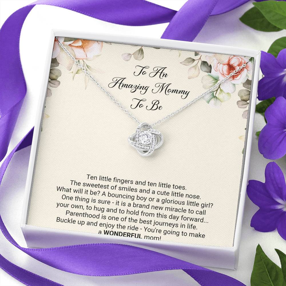 Gift for Expecting Mom, Brand New Miracle, Mom to Be Love Knot Necklace For Women, Pregnancy Gift For New Mother