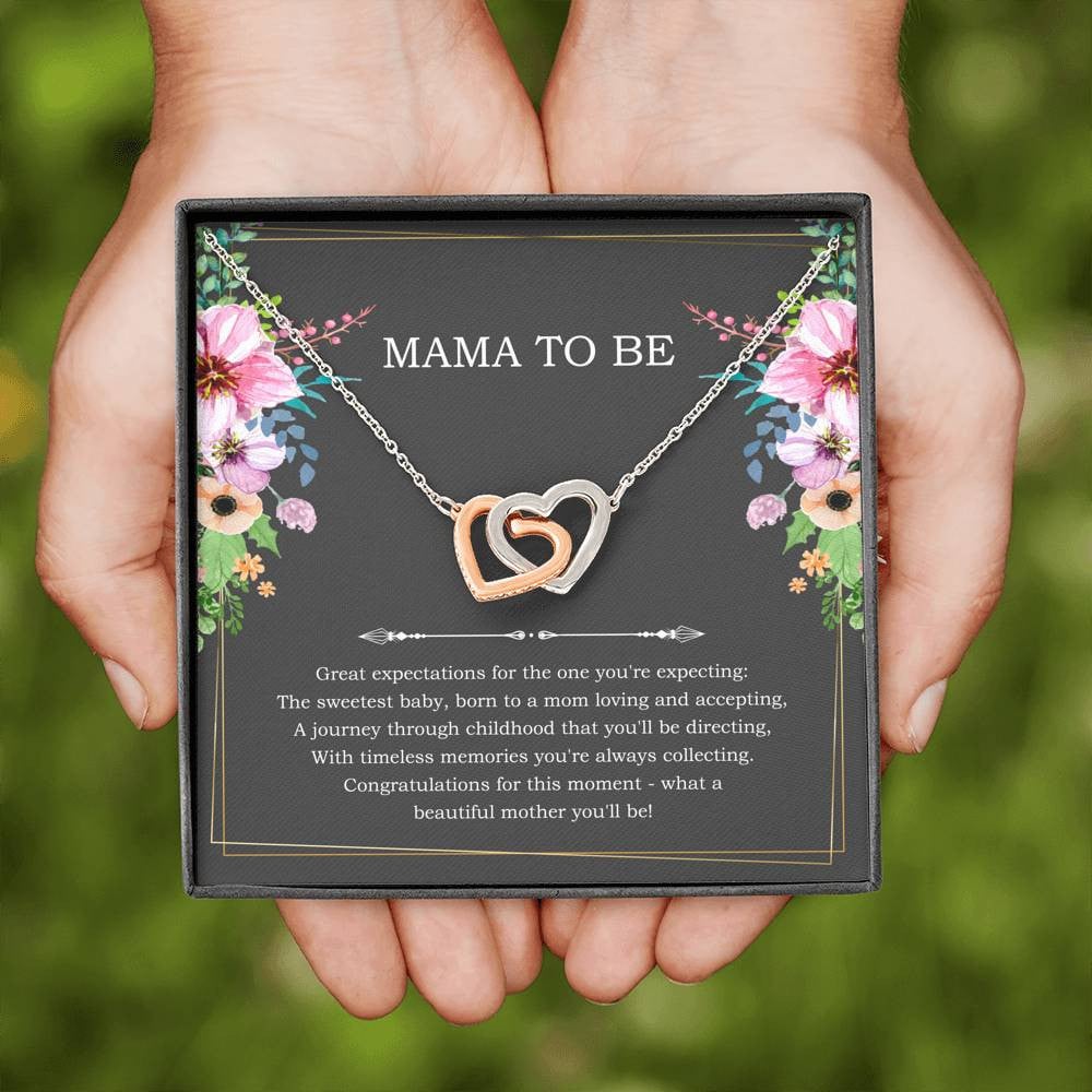 Gift for Expecting Mom, Congratulations For This Moment, Mom to Be Interlocking Heart Necklace For Women, Pregnancy Gift For New Mother