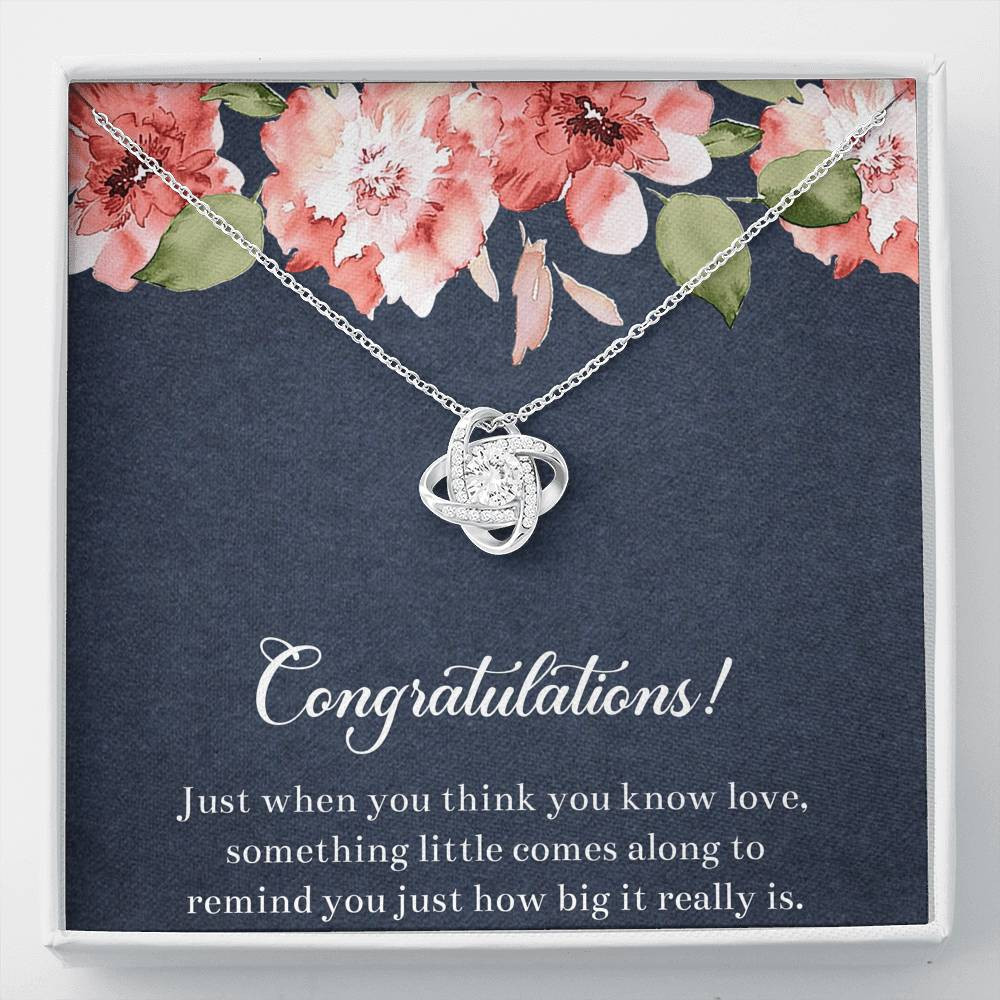 Gift for Expecting Mom, Something Little Comes Along, Mom to Be Love Knot Necklace For Women, Pregnancy Gift For New Mother