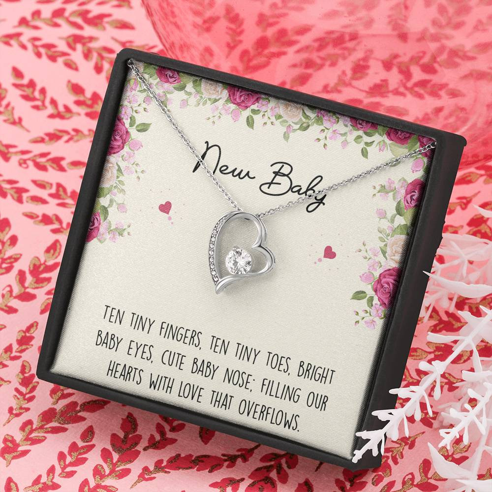 Gift for Expecting Mom, Ten Tiny Fingers, Mom to Be Forever Love Heart Necklace For Women, Pregnancy Gift For New Mother
