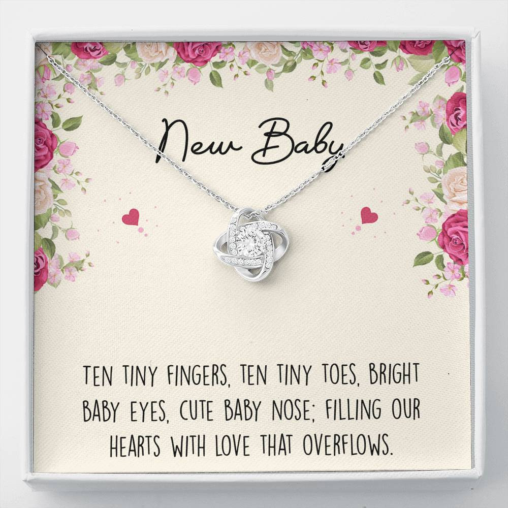 Gift for Expecting Mom, Ten Tiny Fingers, Mom to Be Love Knot Necklace For Women, Pregnancy Gift For New Mother