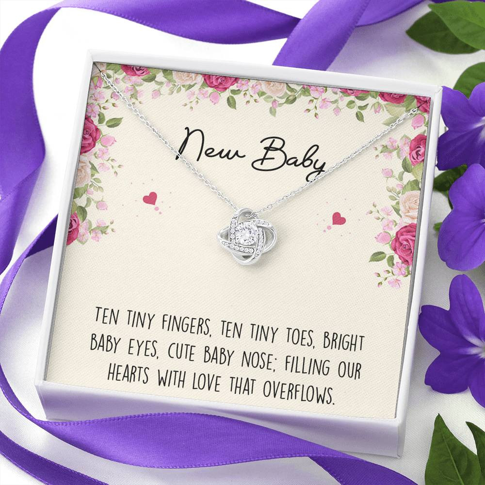 Gift for Expecting Mom, Ten Tiny Fingers, Mom to Be Love Knot Necklace For Women, Pregnancy Gift For New Mother