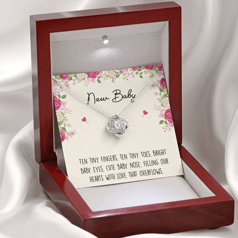 Gift for Expecting Mom, Ten Tiny Fingers, Mom to Be Love Knot Necklace For Women, Pregnancy Gift For New Mother