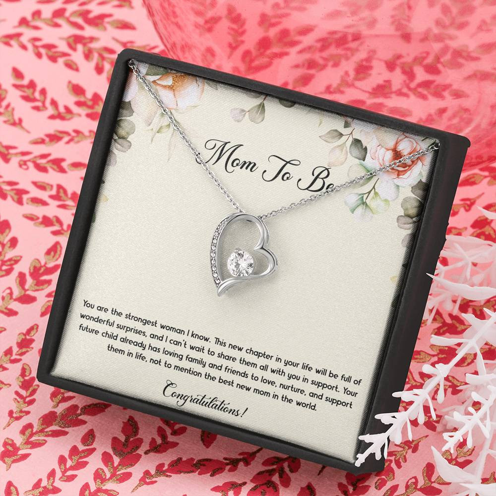 Gift for Expecting Mom, You Are The Strongest Woman I Know, Mom to Be Forever Love Heart Necklace For Women, Pregnancy Gift For New Mother