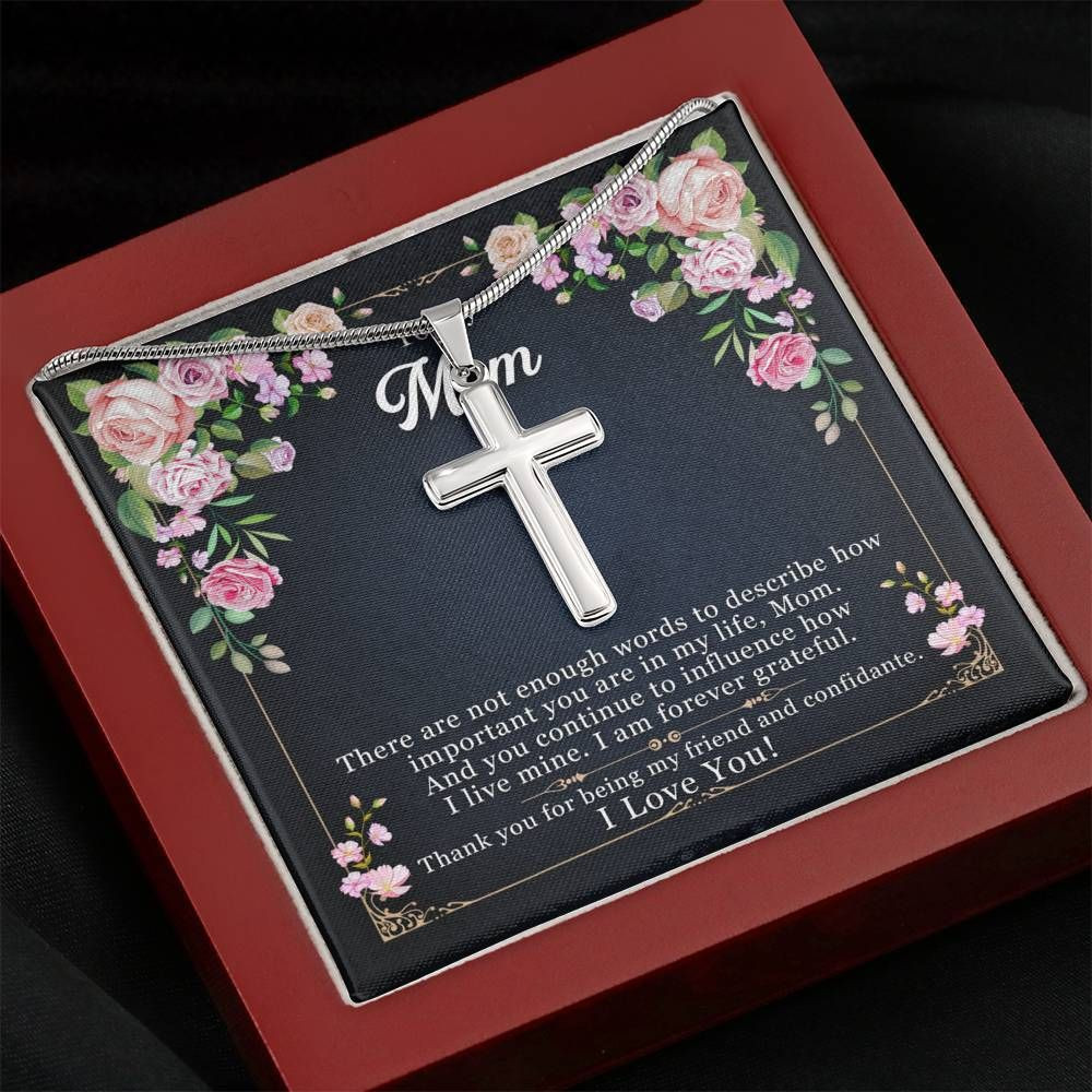 Gift For Mom Artisan Crafted Cross Necklace Thank You For Being My Friend