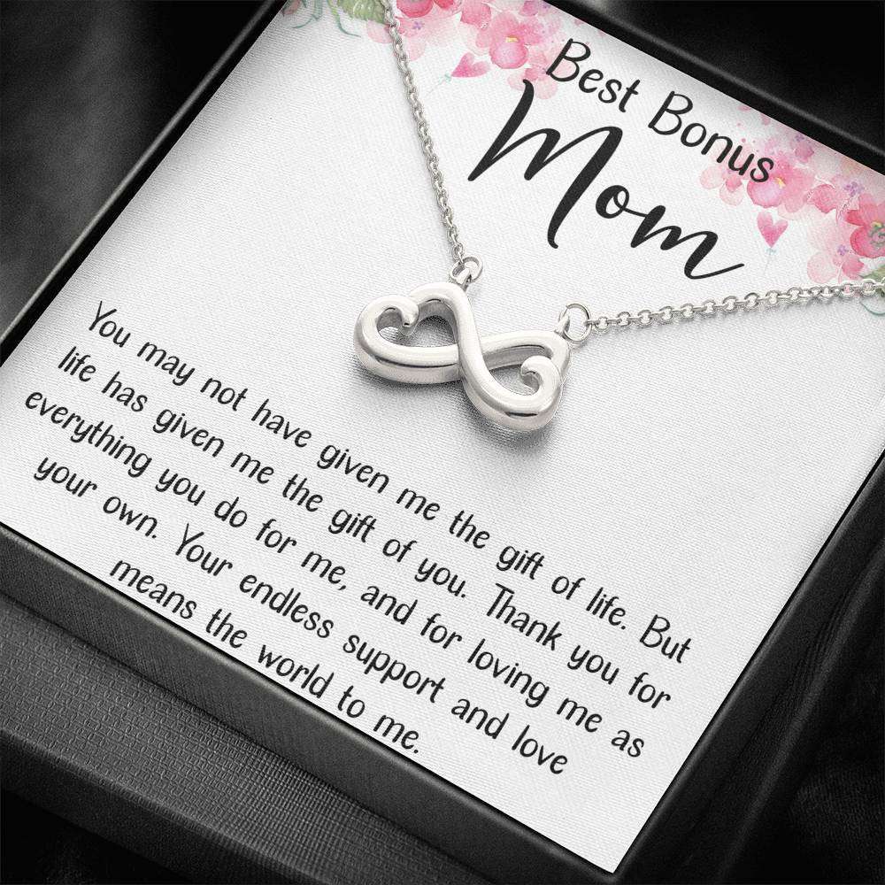 Gift For Mom Best Bonus Mom Life Has Given Me The Gift Of You Infinity Heart Necklace