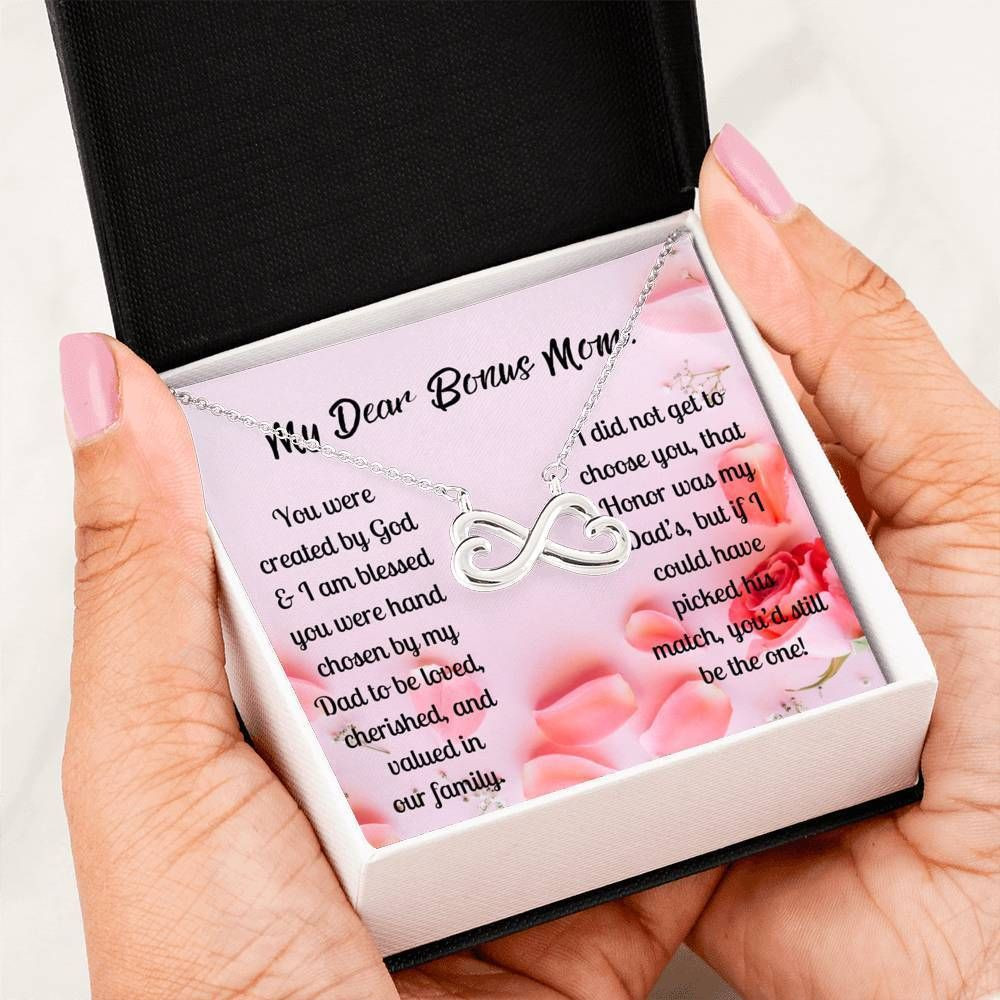Gift For Mom Bonus Mom Infinity Heart Necklace With Loving Message