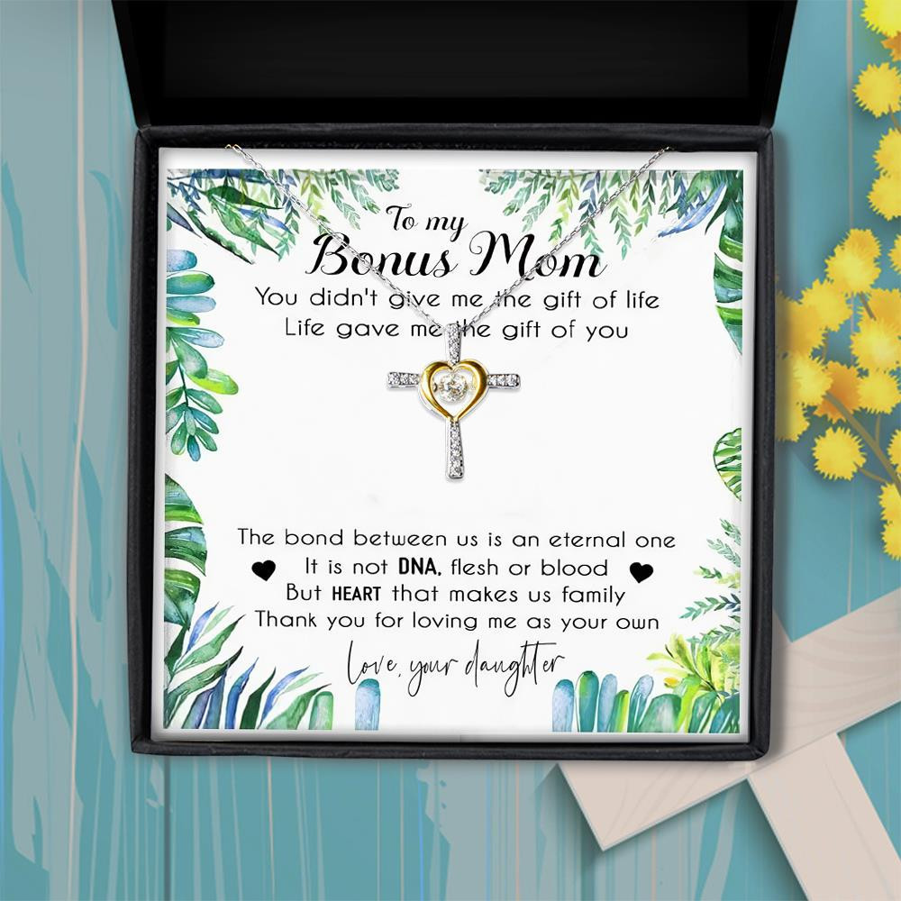 Gift For Mom Bonus Mom Thank You For Loving Me As Your Own Cross Dancing Necklace