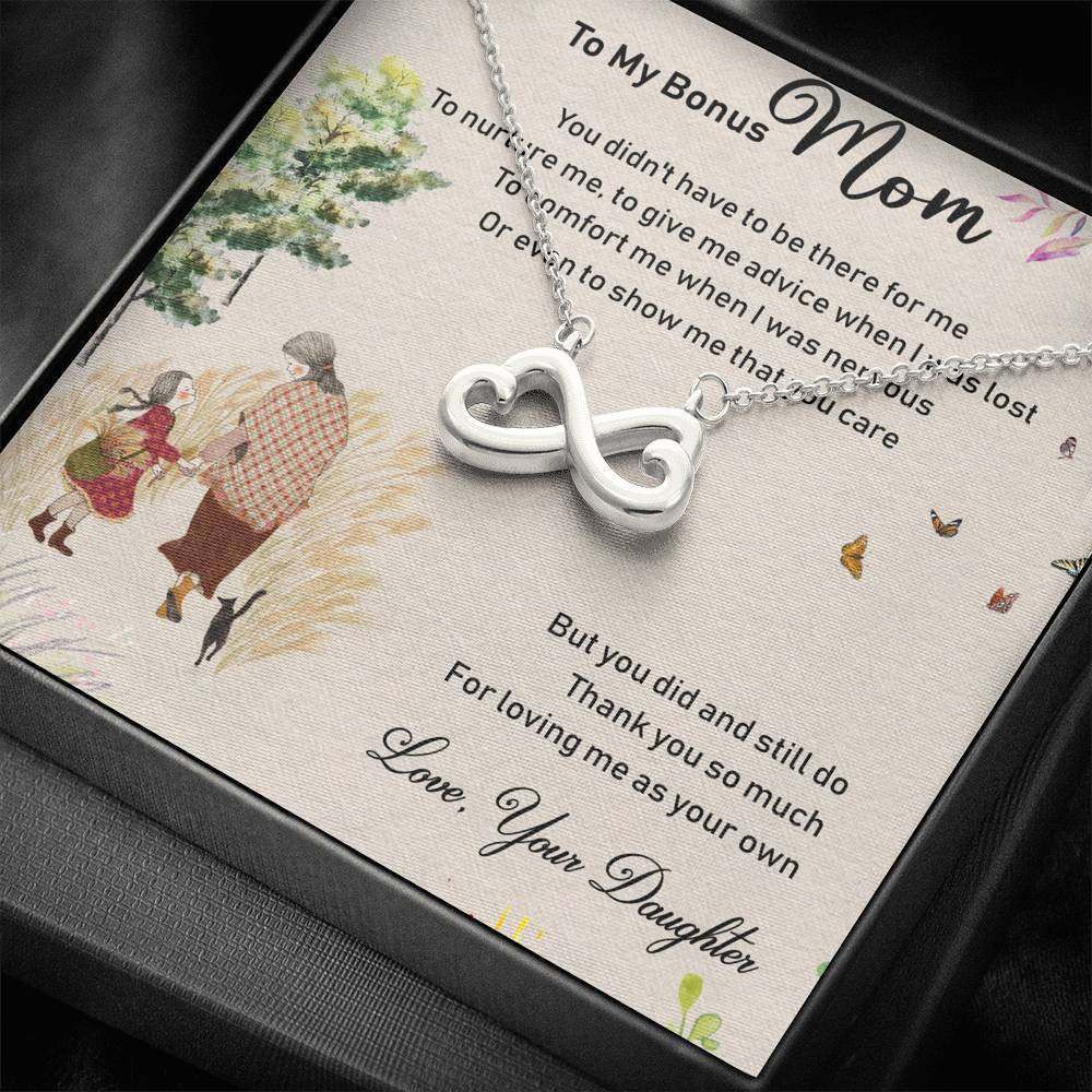 Gift For Mom Bonus Mom Thank You So Much For Loving Me As Your Own Infinity Heart Necklace