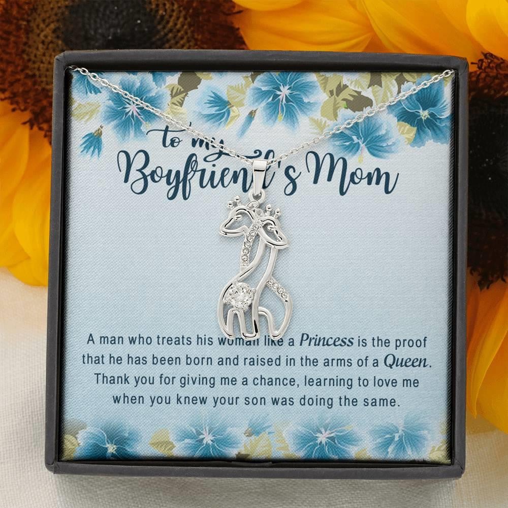 Gift For Mom Boyfriend’s Mom Giraffe Couple Necklace Thank You For Giving Me A Chance