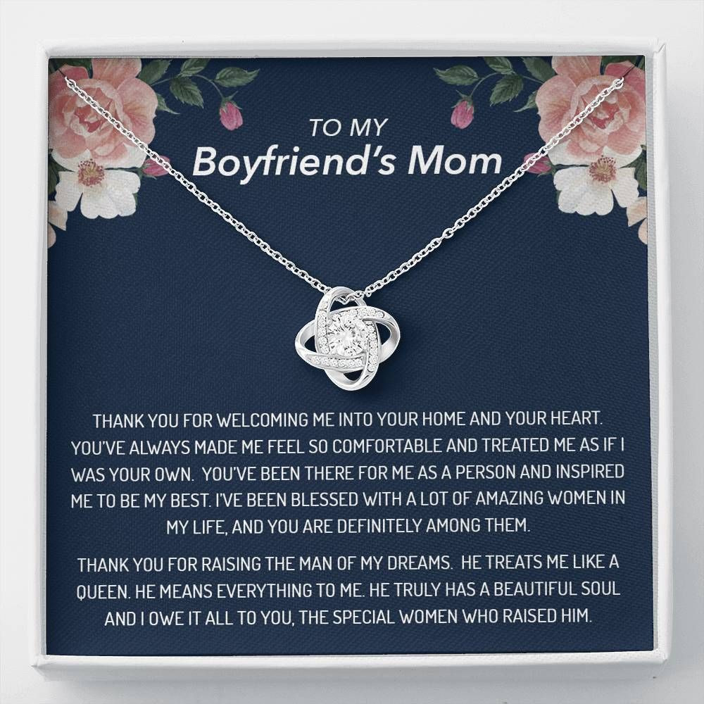 Gift For Mom Boyfriend’s Mom Love Knot Necklace Thank You For Welcoming Me Into Your Home