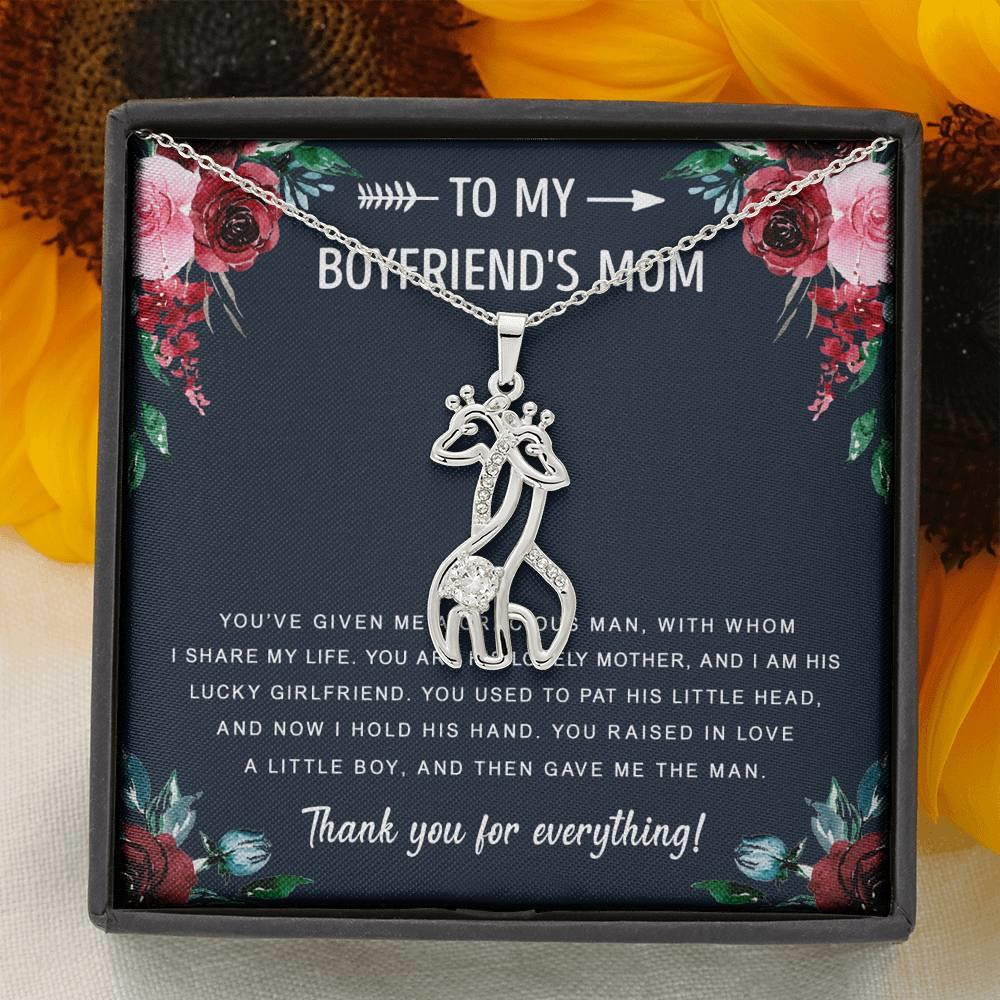 Gift For Mom Boyfriend’s Mom Thank You For Everything Giraffe Couple Necklace