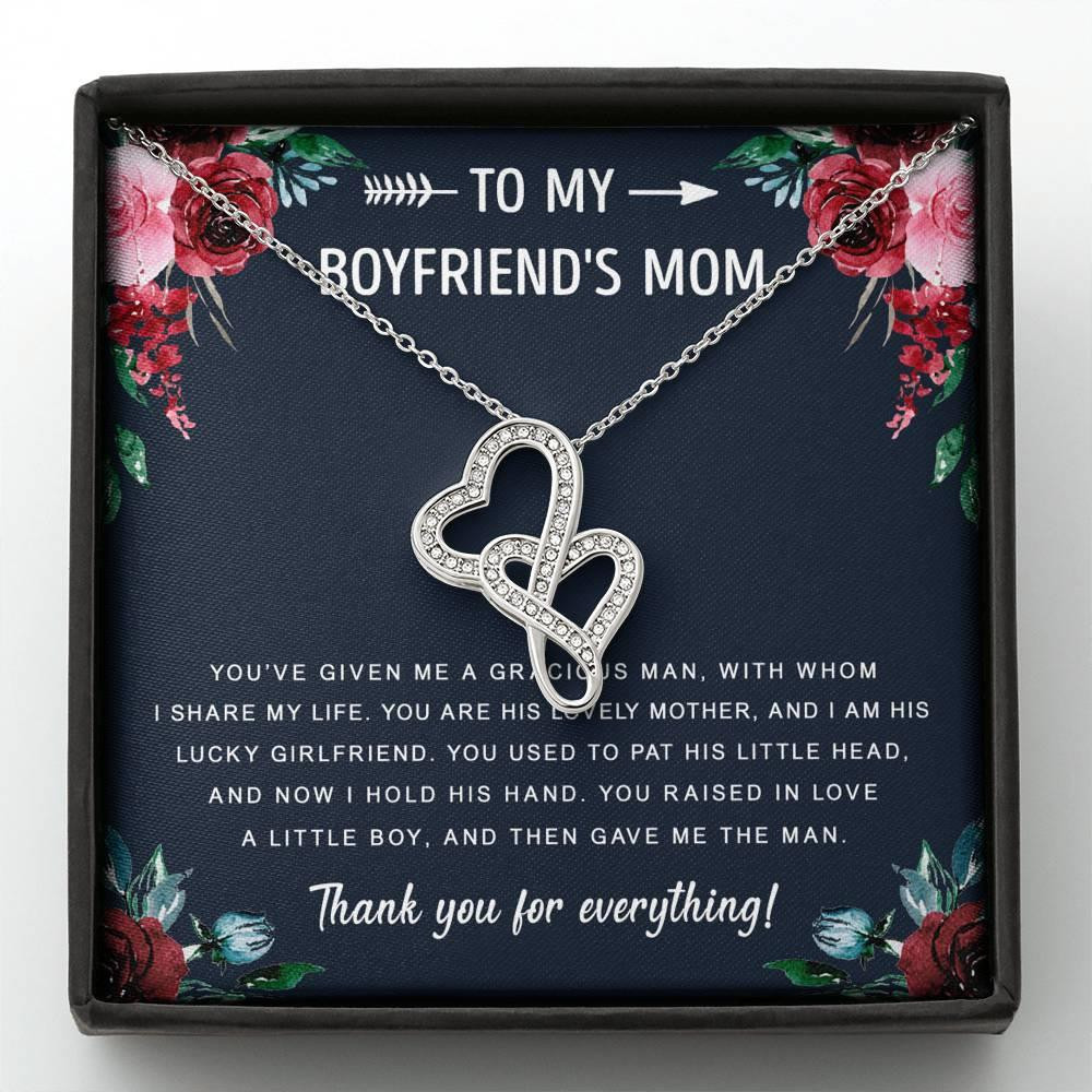 Gift For Mom Boyfriend’s Mom You Raised In Love A Little Boy Double Hearts Necklace
