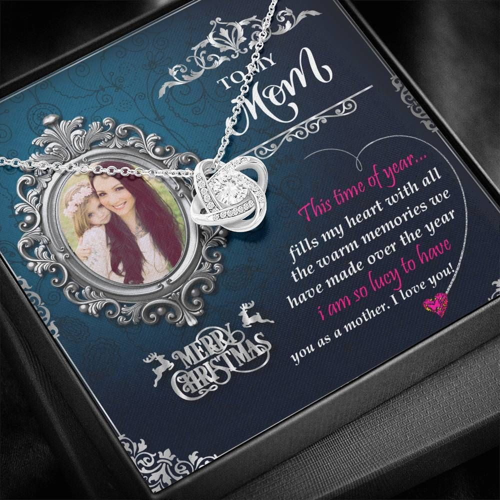 Gift For Mom Custom Photo Love Knot Necklace This Time Of Year