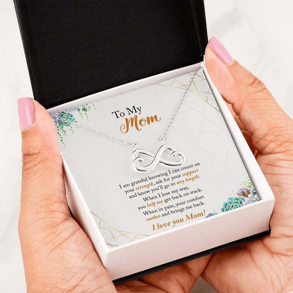 Gift For Mom I Love You 14K White Gold Infinity Heart Necklace