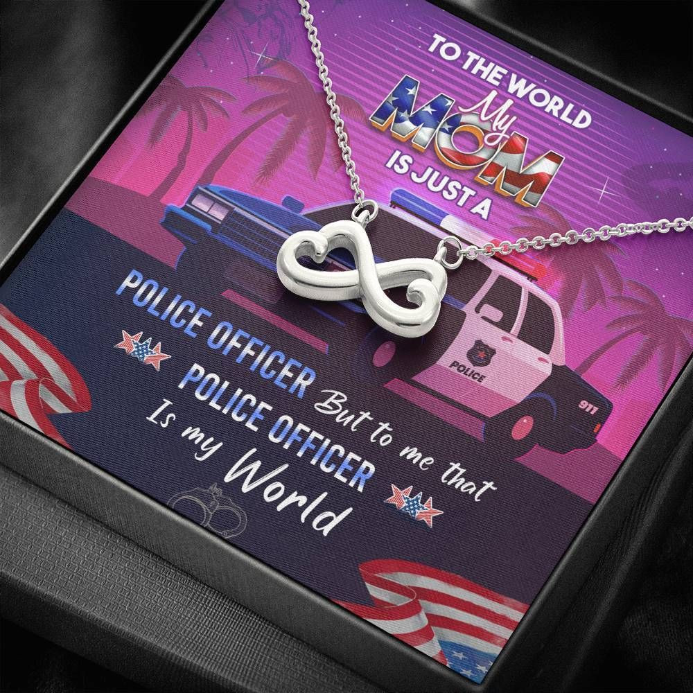 Gift For Mom Infinity Heart Necklace Police Office Is My World