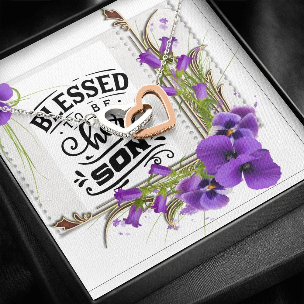 Gift For Mom Interlocking Hearts Necklace Blessed To Be Here