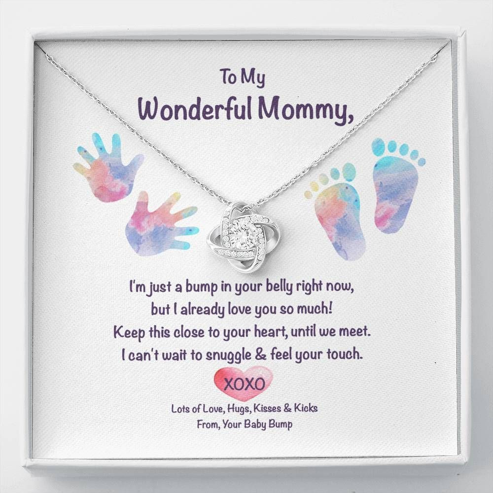 Gift For Mom Love Baby Bump Love Knot Necklace
